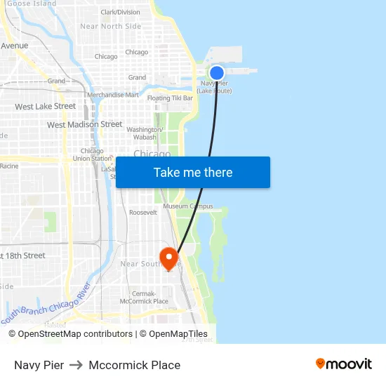 Navy Pier to Mccormick Place map