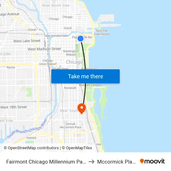 Fairmont Chicago Millennium Park to Mccormick Place map