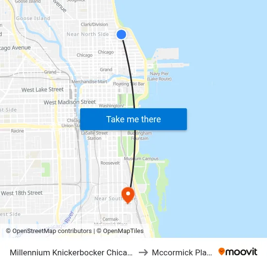 Millennium Knickerbocker Chicago to Mccormick Place map