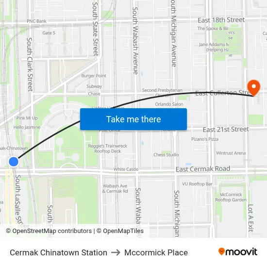 Cermak Chinatown Station to Mccormick Place map