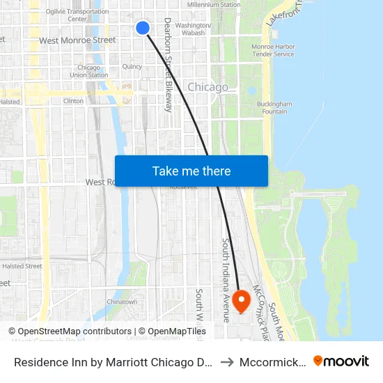 Residence Inn by Marriott Chicago Downtown Loop to Mccormick Place map
