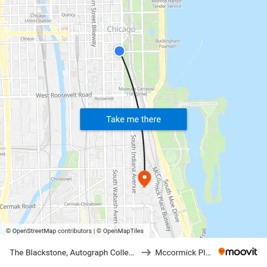 The Blackstone, Autograph Collection to Mccormick Place map