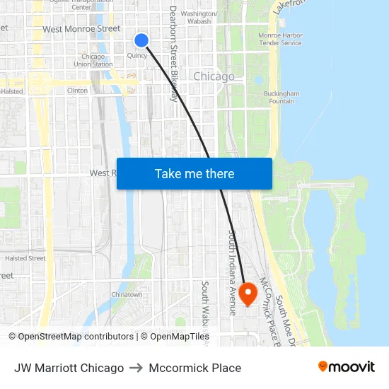JW Marriott Chicago to Mccormick Place map