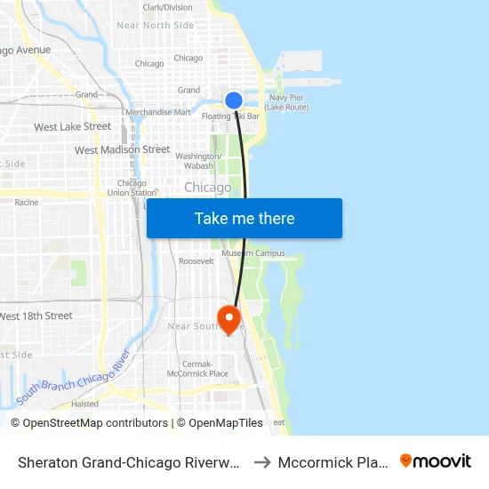 Sheraton Grand-Chicago Riverwalk to Mccormick Place map