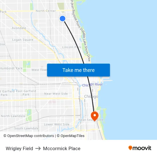 Wrigley Field to Mccormick Place map