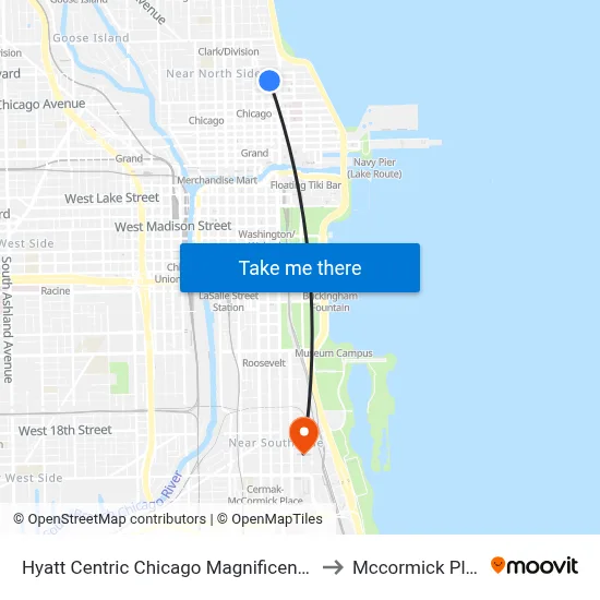 Hyatt Centric Chicago Magnificent Mile to Mccormick Place map