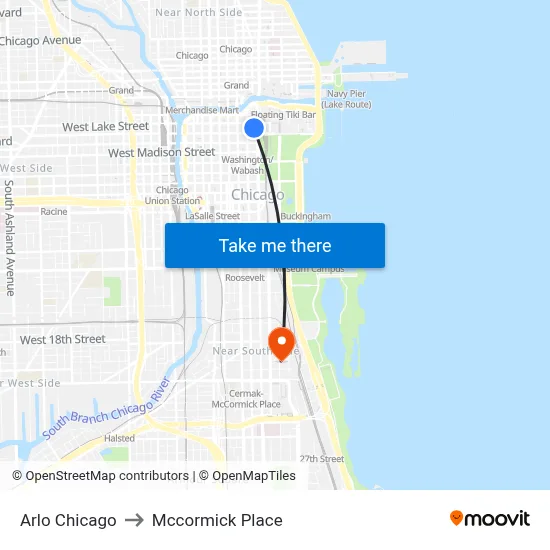 Arlo Chicago to Mccormick Place map