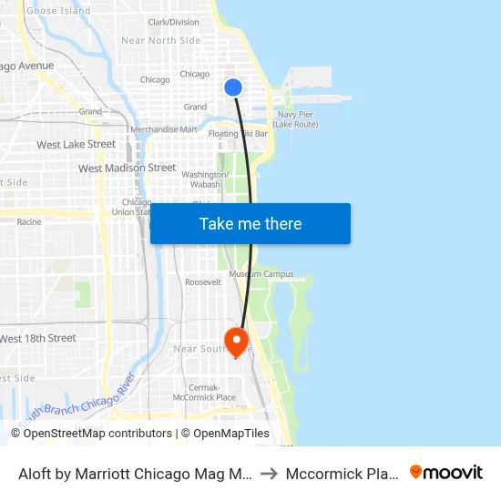 Aloft by Marriott Chicago Mag Mile to Mccormick Place map