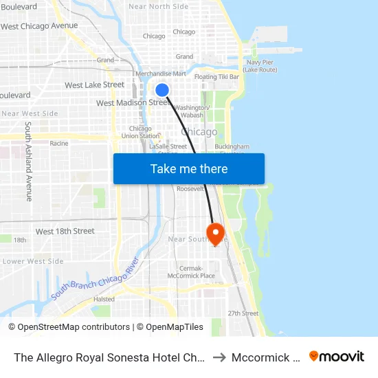 The Allegro Royal Sonesta Hotel Chicago Loop to Mccormick Place map