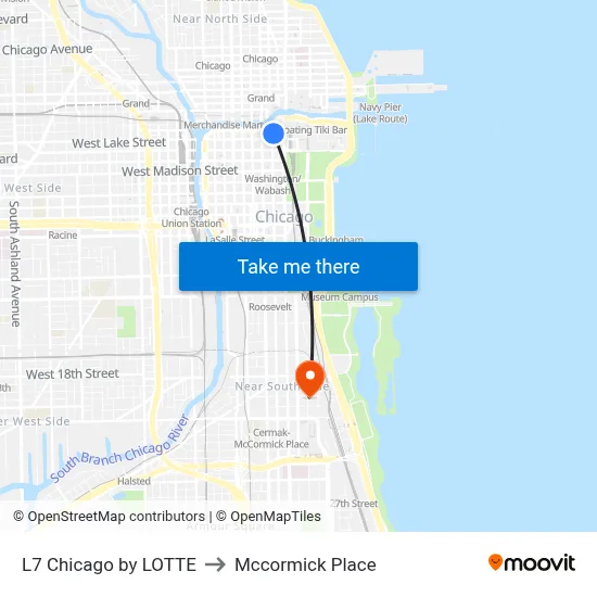 L7 Chicago by LOTTE to Mccormick Place map