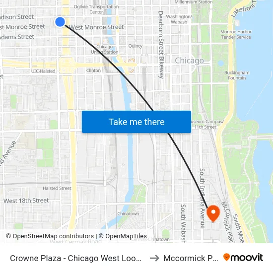 Crowne Plaza - Chicago West Loop by IHG to Mccormick Place map
