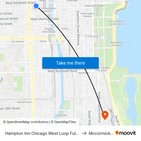 Hampton Inn Chicago West Loop Fulton Market Area to Mccormick Place map