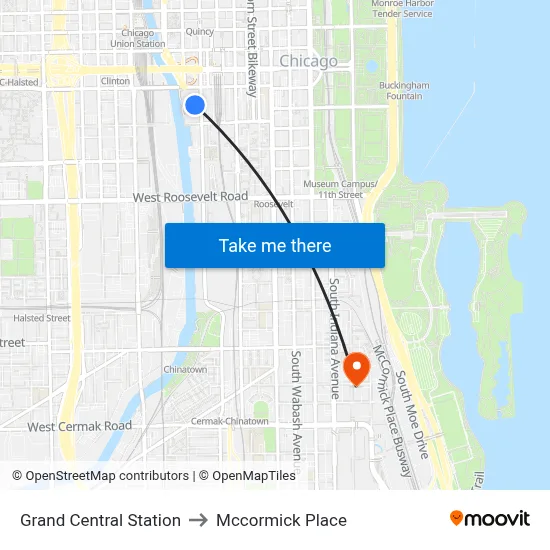 Grand Central Station to Mccormick Place map