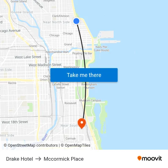 Drake Hotel to Mccormick Place map