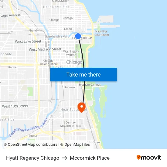 Hyatt Regency Chicago to Mccormick Place map