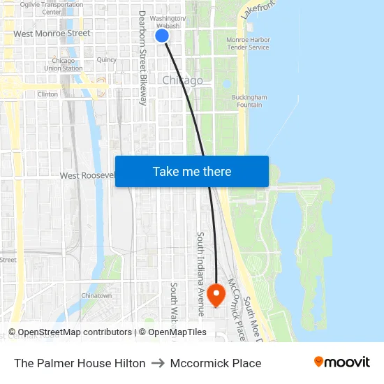 The Palmer House Hilton to Mccormick Place map