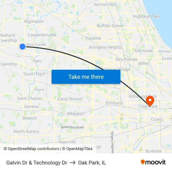 Galvin Dr & Technology Dr to Oak Park, IL map