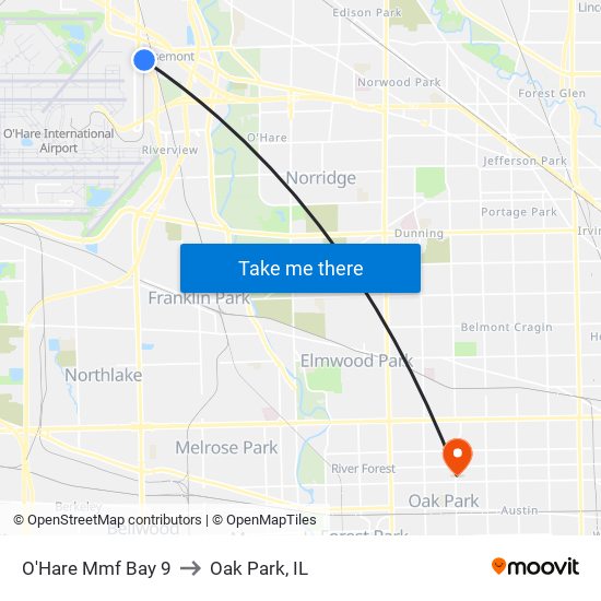 O'Hare Mmf Bay 9 to Oak Park, IL map