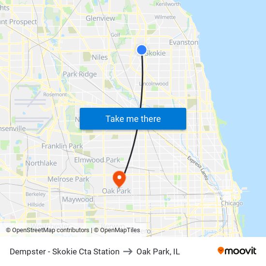 Dempster - Skokie Cta Station to Oak Park, IL map