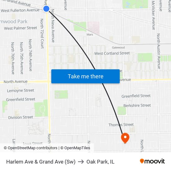 Harlem Ave & Grand Ave (Sw) to Oak Park, IL map