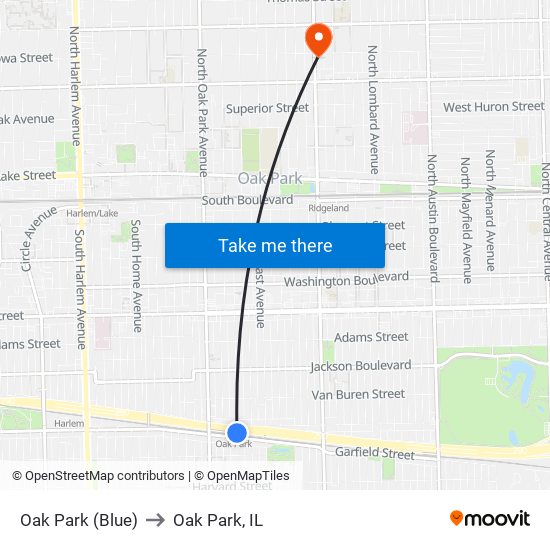 Oak Park (Blue) to Oak Park, IL map