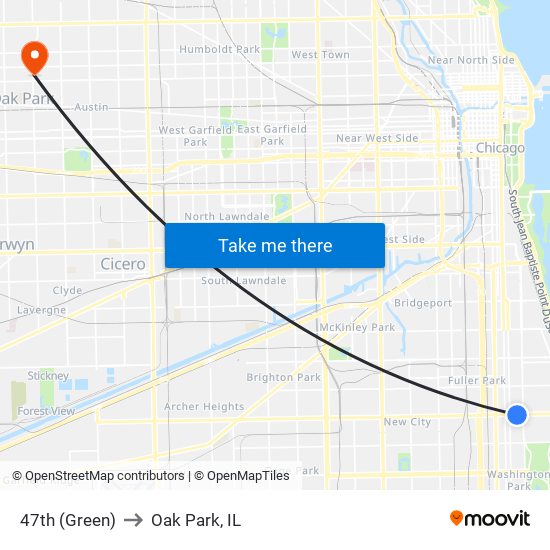 47th (Green) to Oak Park, IL map