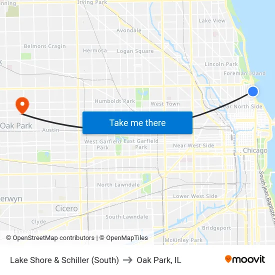 Lake Shore & Schiller (South) to Oak Park, IL map