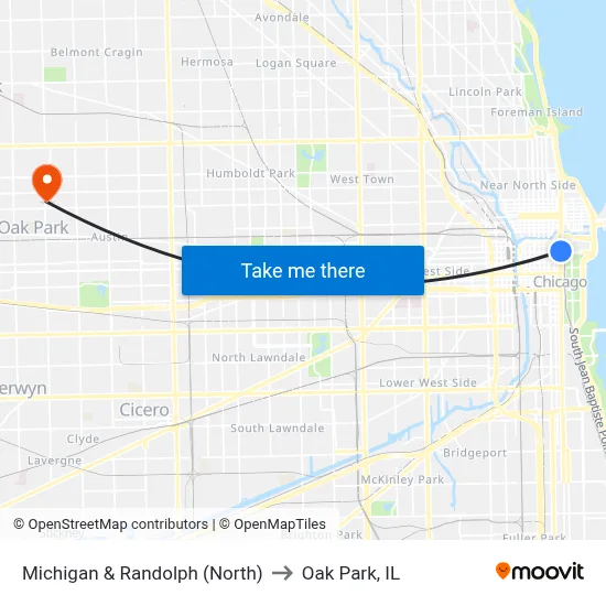 Michigan & Randolph (North) to Oak Park, IL map