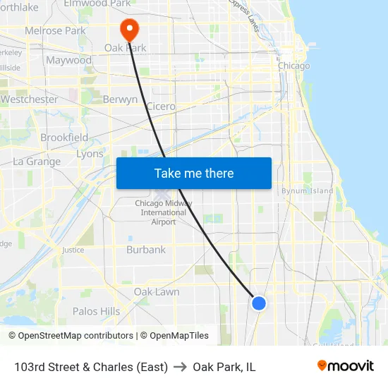 103rd Street & Charles (East) to Oak Park, IL map