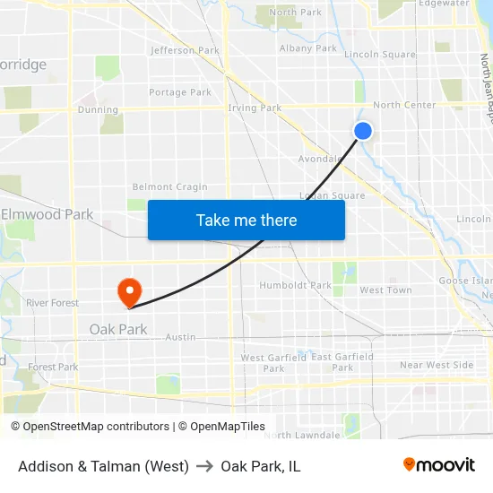 Addison & Talman (West) to Oak Park, IL map