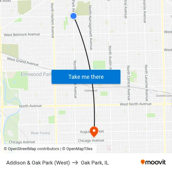 Addison & Oak Park (West) to Oak Park, IL map