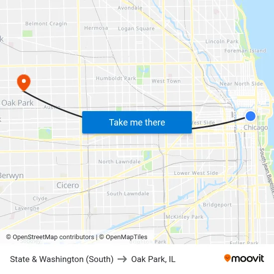 State & Washington (South) to Oak Park, IL map