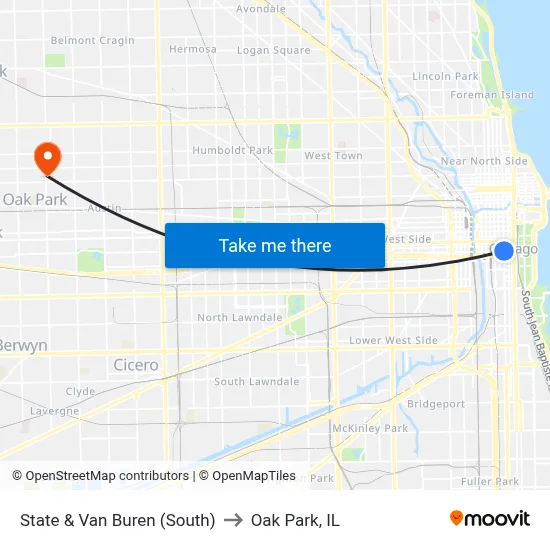 State & Van Buren (South) to Oak Park, IL map