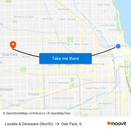 Lasalle & Delaware (North) to Oak Park, IL map