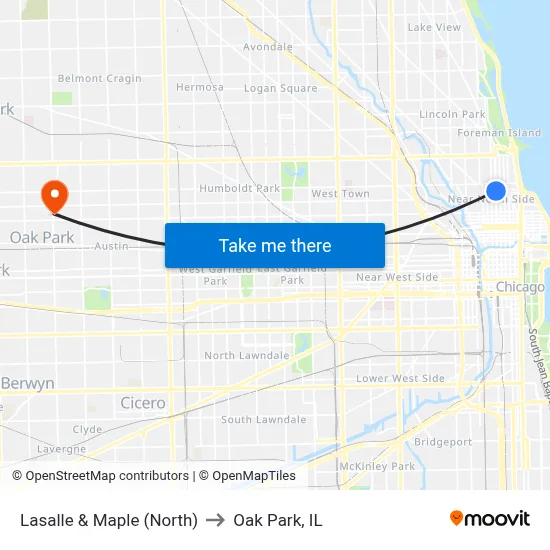 Lasalle & Maple (North) to Oak Park, IL map