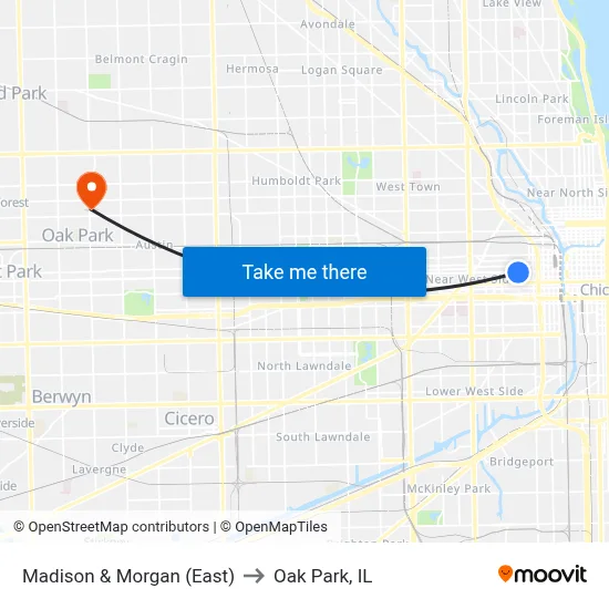 Madison & Morgan (East) to Oak Park, IL map