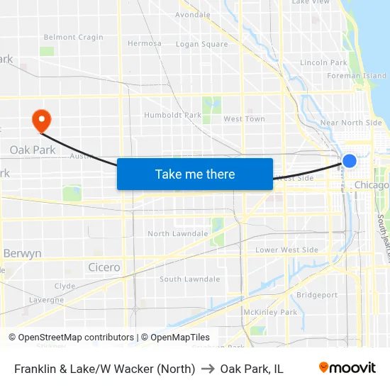 Franklin & Lake/W Wacker (North) to Oak Park, IL map