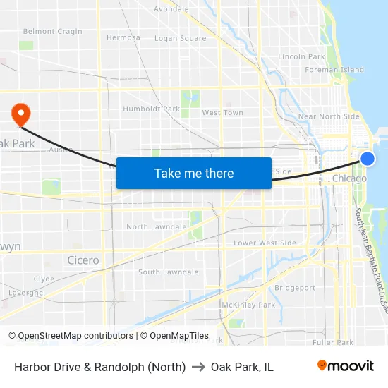Harbor Drive & Randolph (North) to Oak Park, IL map