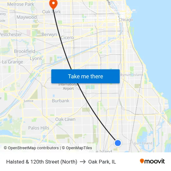 Halsted & 120th Street (North) to Oak Park, IL map