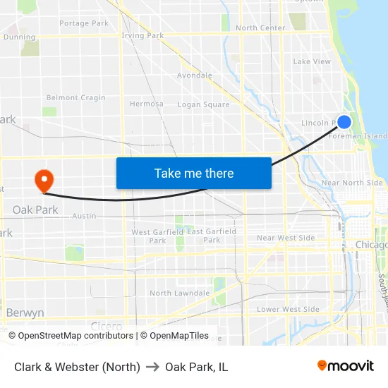 Clark & Webster (North) to Oak Park, IL map