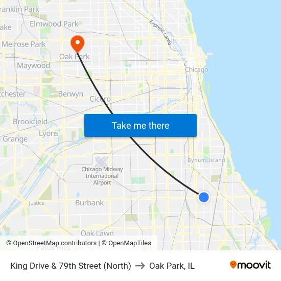 King Drive & 79th Street (North) to Oak Park, IL map