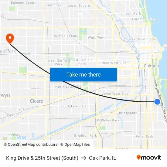 King Drive & 25th Street (South) to Oak Park, IL map