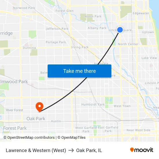 Lawrence & Western (West) to Oak Park, IL map