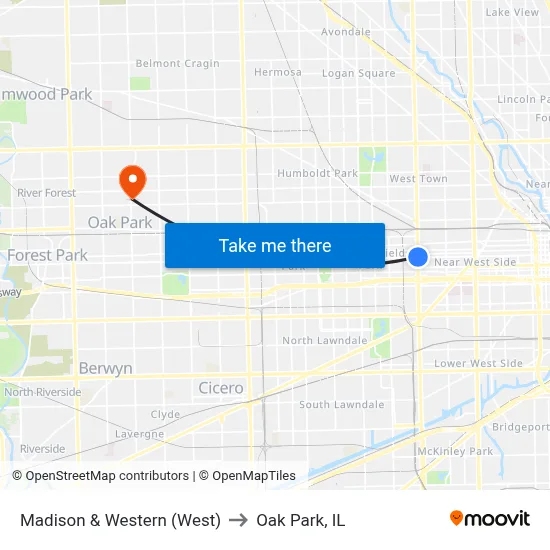 Madison & Western (West) to Oak Park, IL map