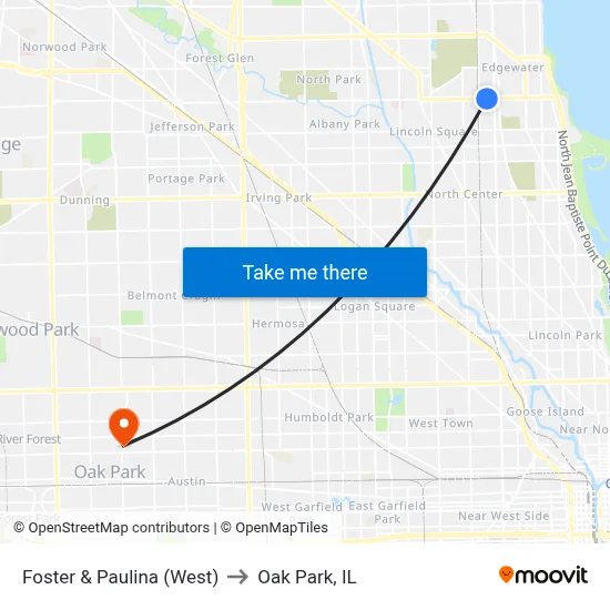 Foster & Paulina (West) to Oak Park, IL map