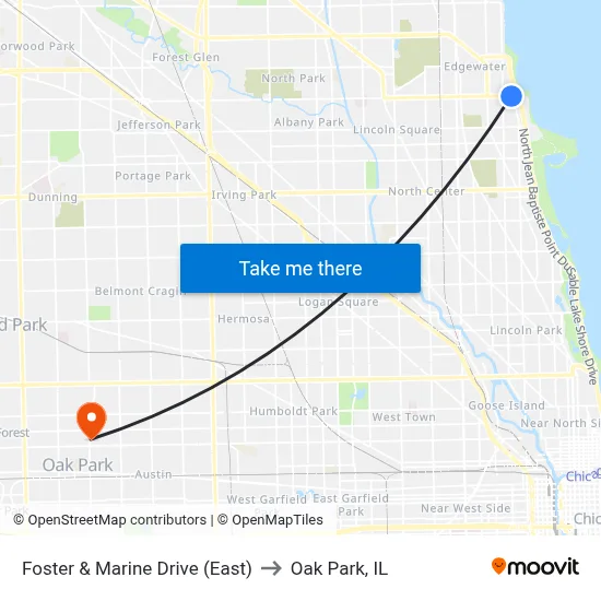 Foster & Marine Drive (East) to Oak Park, IL map