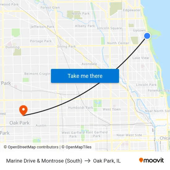 Marine Drive & Montrose (South) to Oak Park, IL map