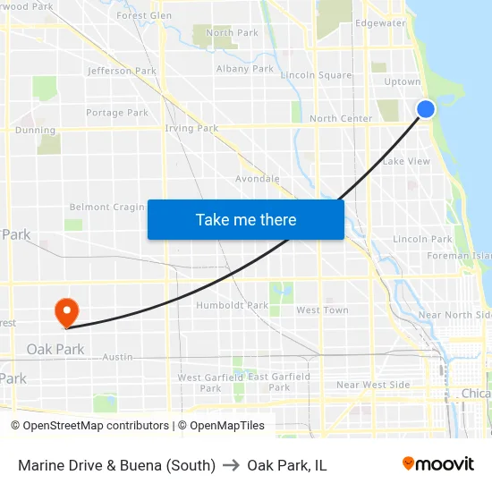 Marine Drive & Buena (South) to Oak Park, IL map
