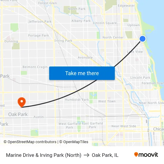 Marine Drive & Irving Park (North) to Oak Park, IL map