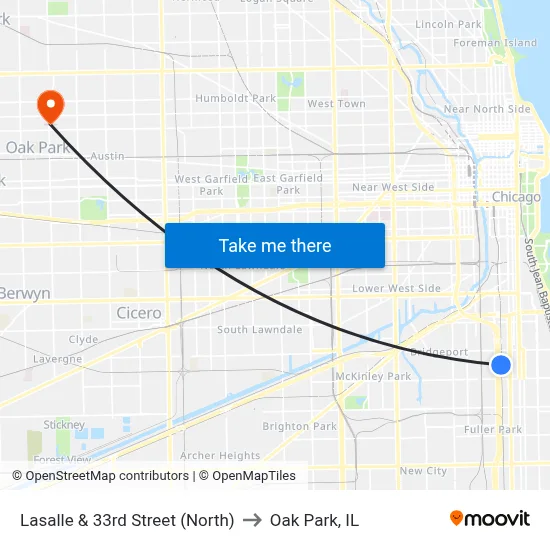 Lasalle & 33rd Street (North) to Oak Park, IL map